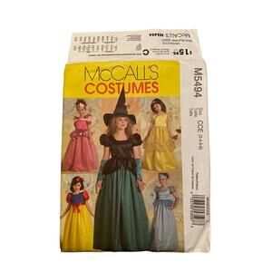 Sewing Pattern McCall's M5494 Girl's Witch and Princess Halloween Sizes 3-4-5-6